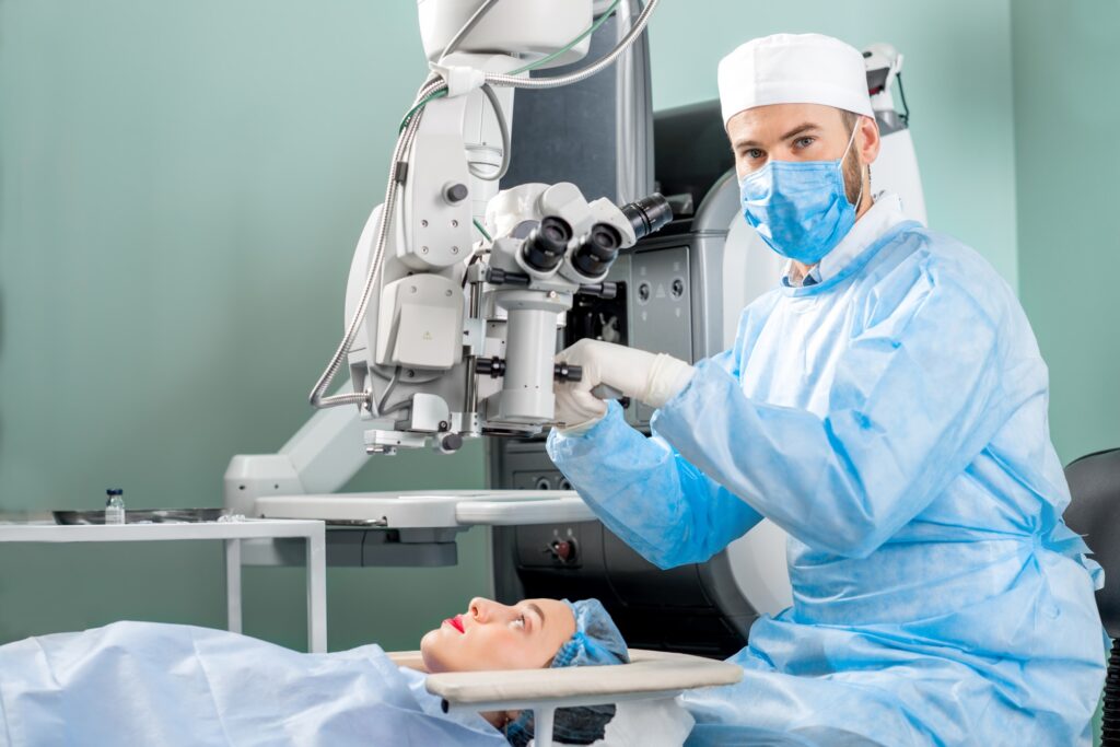 Eye surgery at the operating room