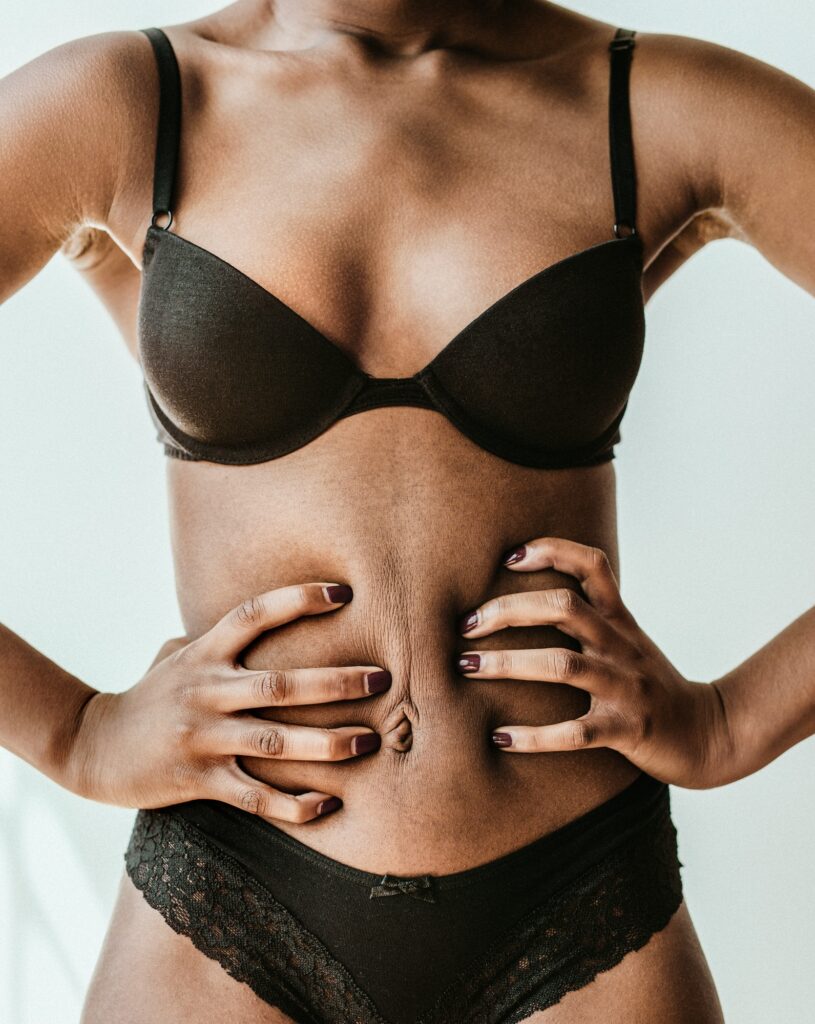 Woman with belly fat